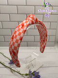 Checkered n Hearts Knot Headband