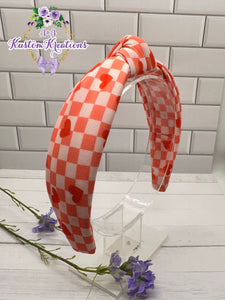 Checkered n Hearts Knot Headband