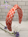 Checkered n Hearts Knot Headband