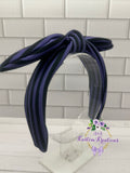 Purple & Black Stripes Bow Headband