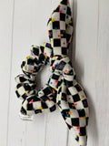 Black n White with Stars Checkered Scrunchie