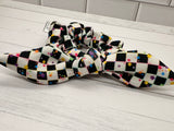 Black n White with Stars Checkered Scrunchie