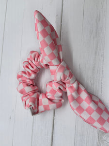 Pink and White Checkered Scrunchie