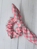 Pink and White Checkered Scrunchie