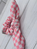 Pink and White Checkered Scrunchie