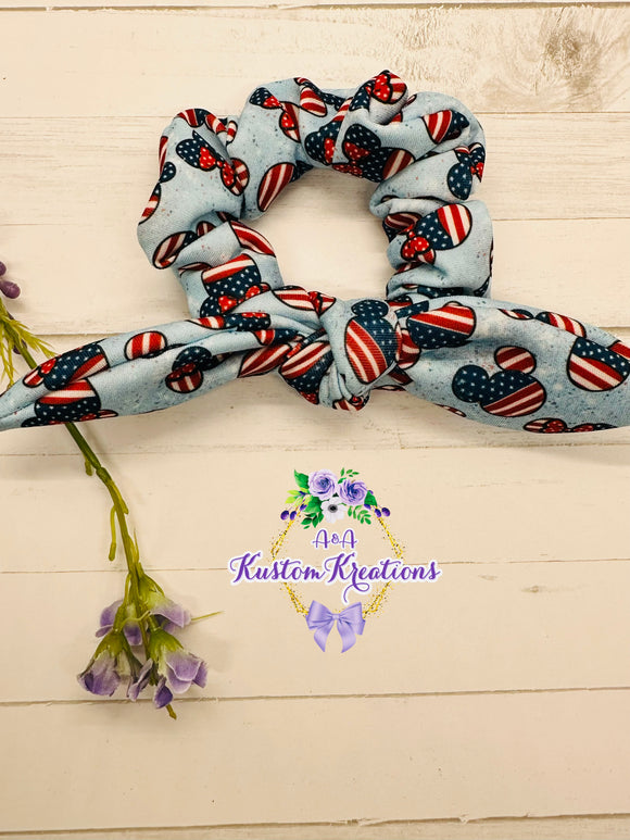Blue Mouse Flag Scrunchie