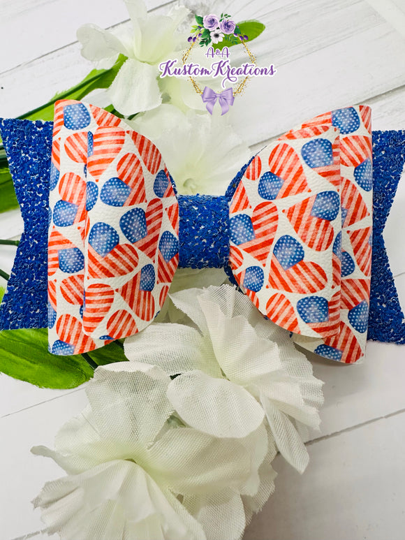 Hearts & Flag Large Bow