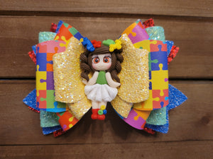 Autism Large Bow with Clay Doll