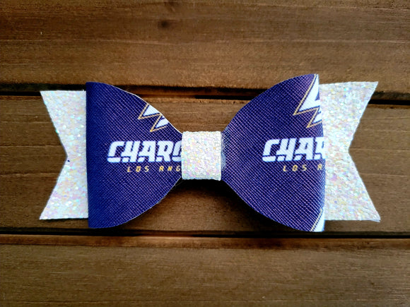 Blue Football Sports Large Bow