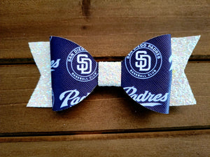 San Diego Baseball Sports Large Bow