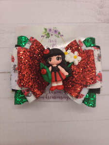 Lady Bug Large Bow with Clay Doll