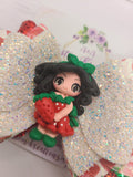 Strawberry Large Bow with Clay Doll