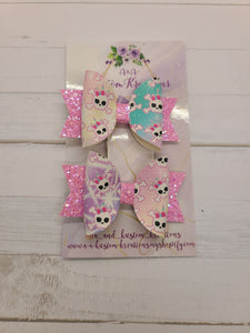 Girl Skull Halloween Medium Bow Set