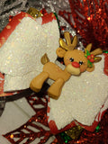 Reindeer Large Bow with Clay Doll