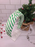 Green & White Stripes Knot Adult Headband