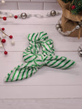 Green & White Stripes Scrunchie