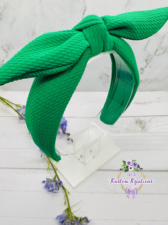 Kelly Green Bow Fabric Headband