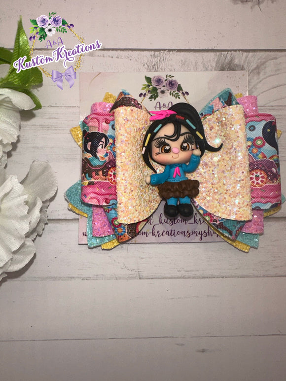 Princess Glitch 2 Large Bow with Clay Doll