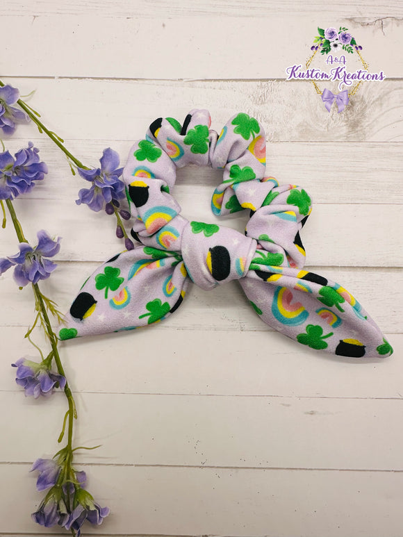 Lavender Rainbow Clovers Scrunchie