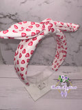 Pink Hearts Bow Fabric Headband