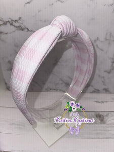 White & Pink Stripes Knot Headband