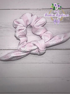 White & Pink Stripes Scrunchie