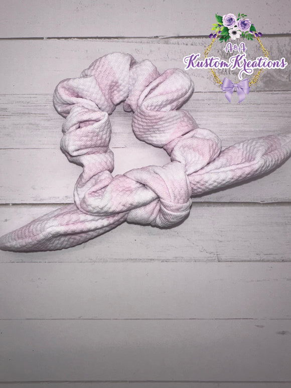 White & Pink Stripes Scrunchie