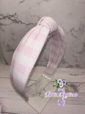 White & Pink Stripes Knot Headband