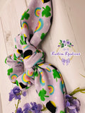 Lavender Rainbow Clovers Scrunchie