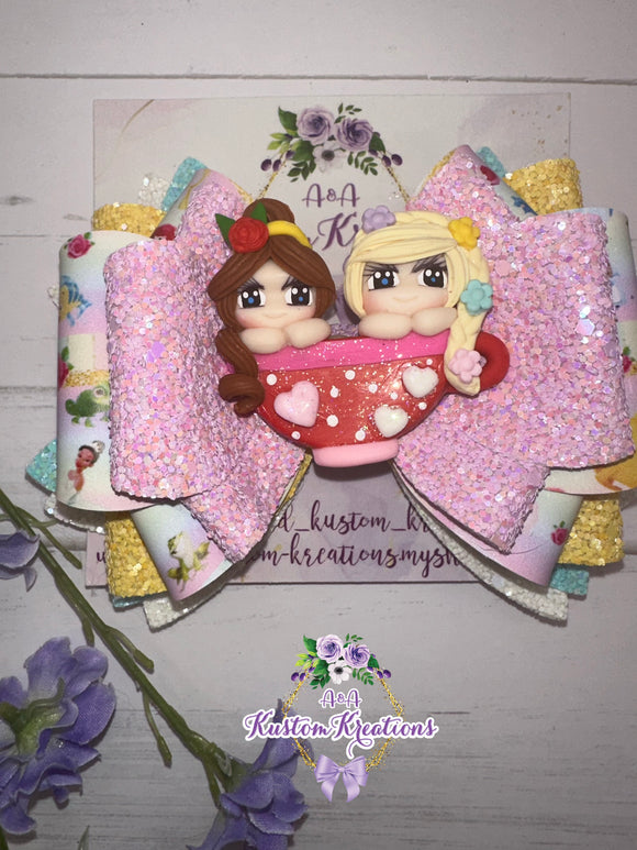 Princess Tea Time I Large Bow with Clay Doll