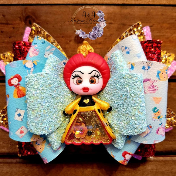 Queen of Hearts Large Bow with Clay Doll